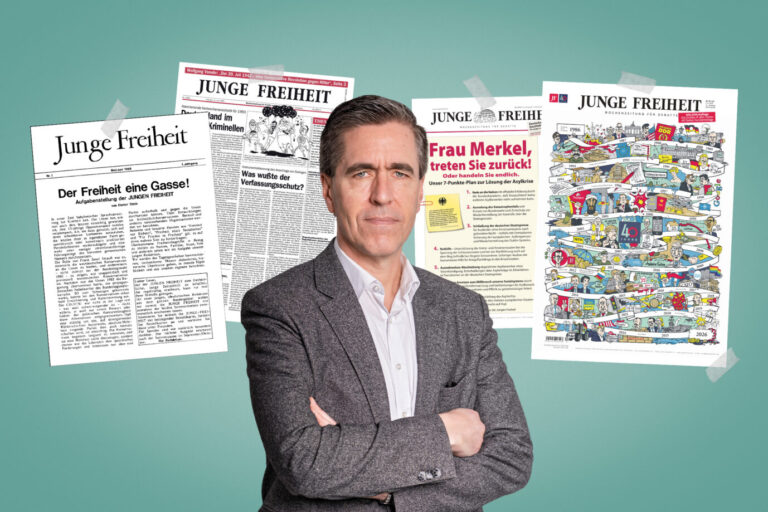 Die JUNGE FREIHEIT im Laufe der Geschichte: Seit 1986 wider den Zeitgeist. (Themenbild/Collage)