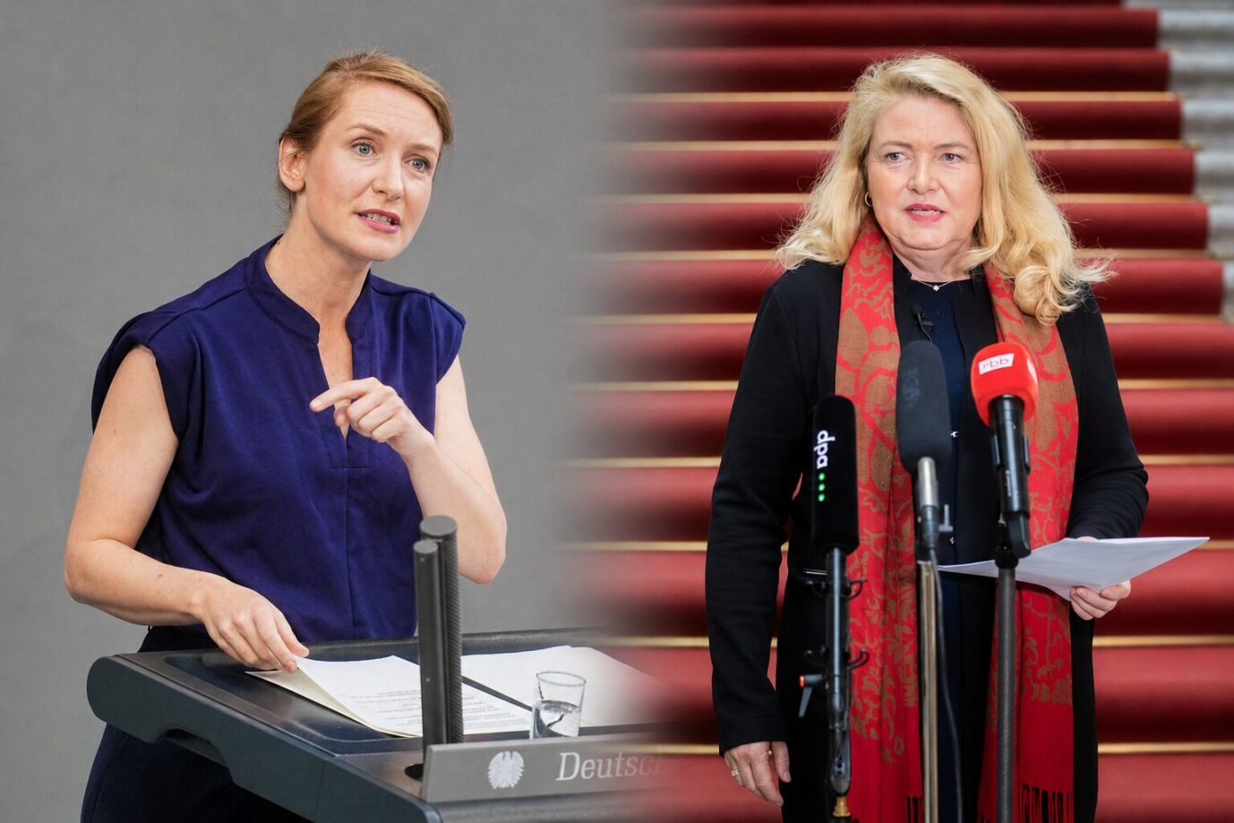 Linken-Chefin Schwerdtner, AfD-Landesvorsitzende Brinker streiten über eine linksradikale Veranstaltung an der Technischen Universität Berlin