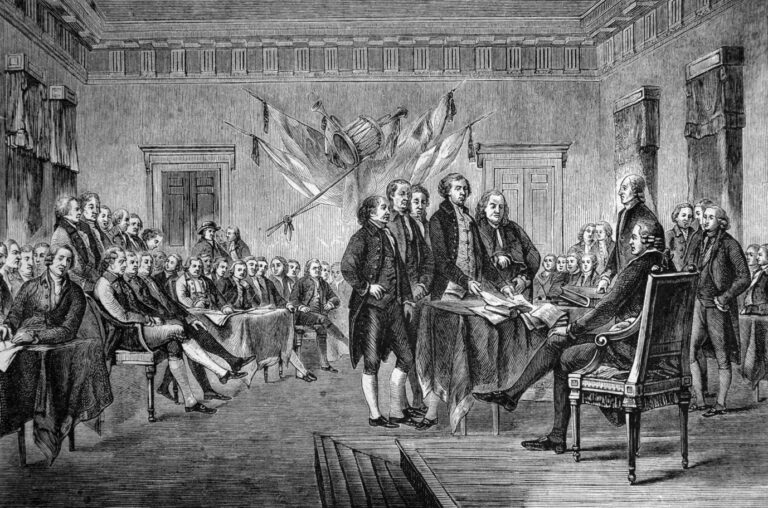 Unterzeichnung der Unabhängigkeitserklärung: Die USA lösten sich vom Britischen Empire.