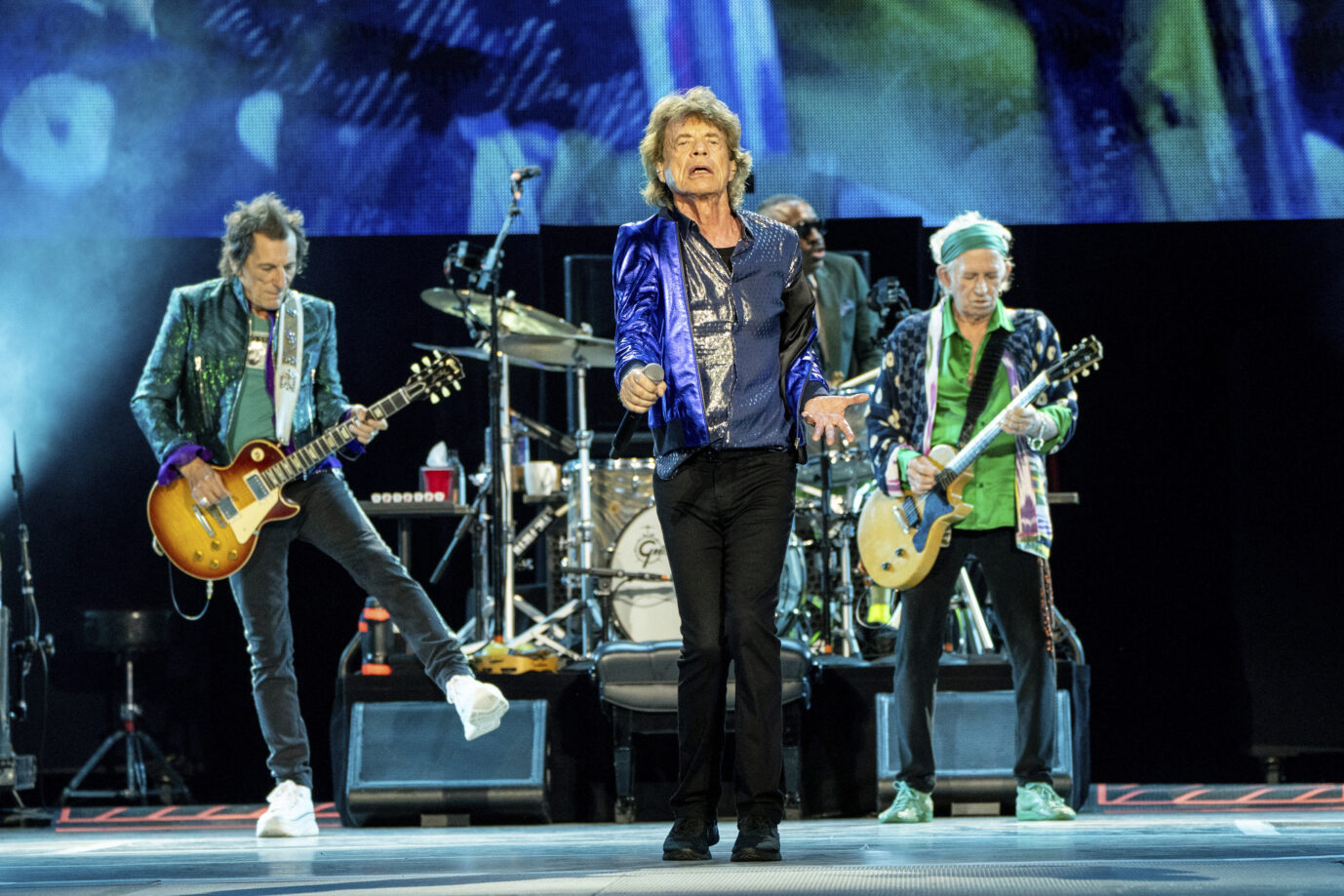 Vorne Mick Jagger, hinten die anderen: Die Rolling Stones beim Konzert
