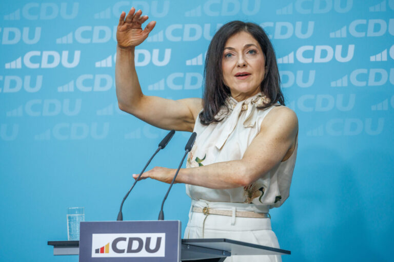Die vom Steuerzahler finanzierte Gasreserve ist ein wesentlicher Teil ihres Notfallplans: Wirtschaftsministerin Katherina Reiche (CDU). Foto: picture alliance / Andreas Gora | Andreas Gora