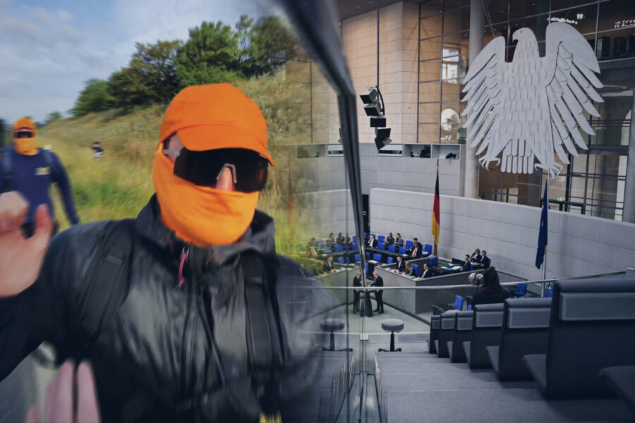 Vermummter „Widersetzen“-Schläger attackiert JUNGE FREIHEIT: Im Bundestag geht es um die Ausschreitungen am Rande des AfD-Parteitags. Foto: JF / picture alliance/dpa | Markus Lenhardt