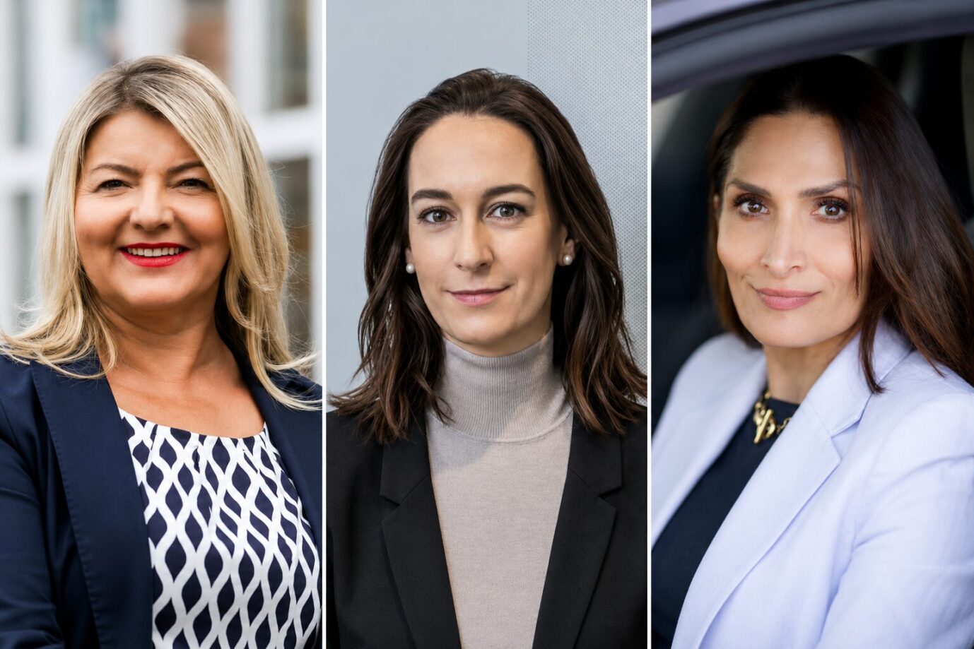 Sollen ihre Posten verlieren: Europa-Vertriebschefin Iryna Kauk, Christiane Zorn und Maryam Djavadi. Foto: Porsche AG / JF