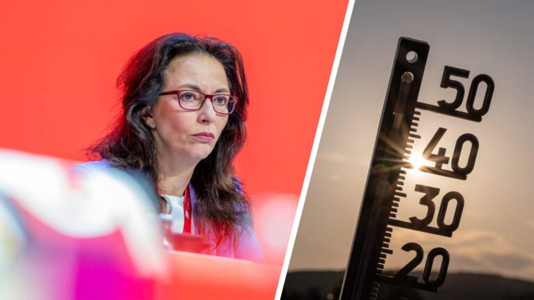 EUR, Deutschland, Berlin, 12.05.2026: Rede von Yasmin Fahimi am 23. DGB Bundeskongress. 13.07.26, Limburg: Symbolfoto, Illustrationsbild, Symbolbild, Illustrationsfoto, Alltagsszene Die Sonne scheint hinter einem AuÃenthermometer mit einer Temperaturanzeige von rund 30 Grad Celsius. Das Symbolbild steht fÃ_r sommerliche Hitze, Hitzewellen, hohe Temperaturen, Klimawandel und die zunehmende Belastung durch extreme Wetterlagen. DGB-Chefin Yasmin Fahimi warnt vor Hitze: . Jeder Hitzetag koste die Wirtschaft 431 Millionen Euro. Fotos: picture alliance / photowerkstatt | Mike Schmidt /// picture alliance / W2Art / Thorsten Wagner | Thorsten Wagner