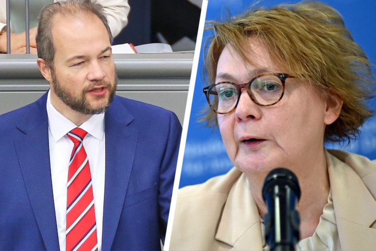 Hiner dem Ausschluss Martin Sicherts (AfD, links) von der Landratswahl in Friesland steckt Niedersachsens Innenministerin Daniela Behrens (SPD).