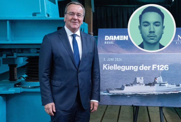 Deutsches Rüstungsprojekt: Bundesverteidigungsminister Boris Pistorius (SPD) war zur Kiellegung 2024 noch optimistisch, was die Fregatte F126 betraf (Archivbild).