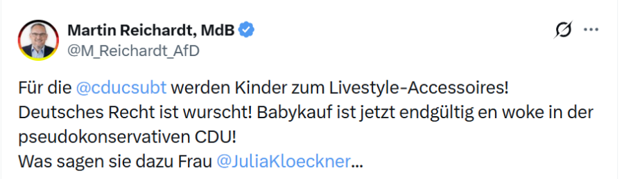 Auch auf X teilt AfD-Politiker Reichardt gegen Spahn aus. Screenshot: JF
