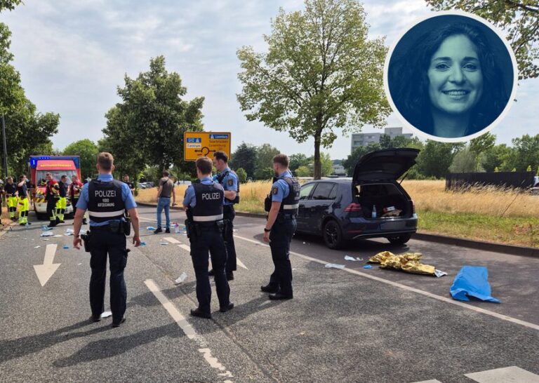 Alltag in Deutschland: Polizisten sichern den Tatort nach der Gewalttat von Trier, bei der ein Afghane einen Deutschen tötete.