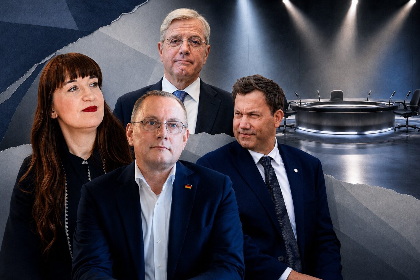 Heidi Reichinnek, Tino Chrupalla, Norbert Röttgen und Lars Klingbeil (v.l.n.r.): Berlins Spitzenpolitiker kämpfen um die Talkshow-Plätze. Foto: JF