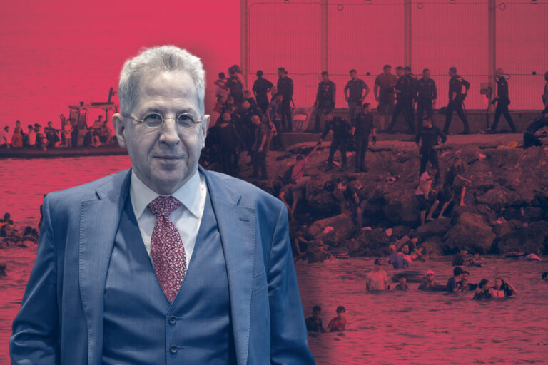 Der ehemalige Präsident des Bundesamtes für Verfassungsschutz Hans-Georg Maaßen: Marokkanischer Migrantenansturm auf Ceuta ist erst der Anfang. Foto: picture alliance / photowerkstatt | Mike Schmidt /// picture alliance / abaca | Europa Press/ABACA /// JF-Montage von K. Singer