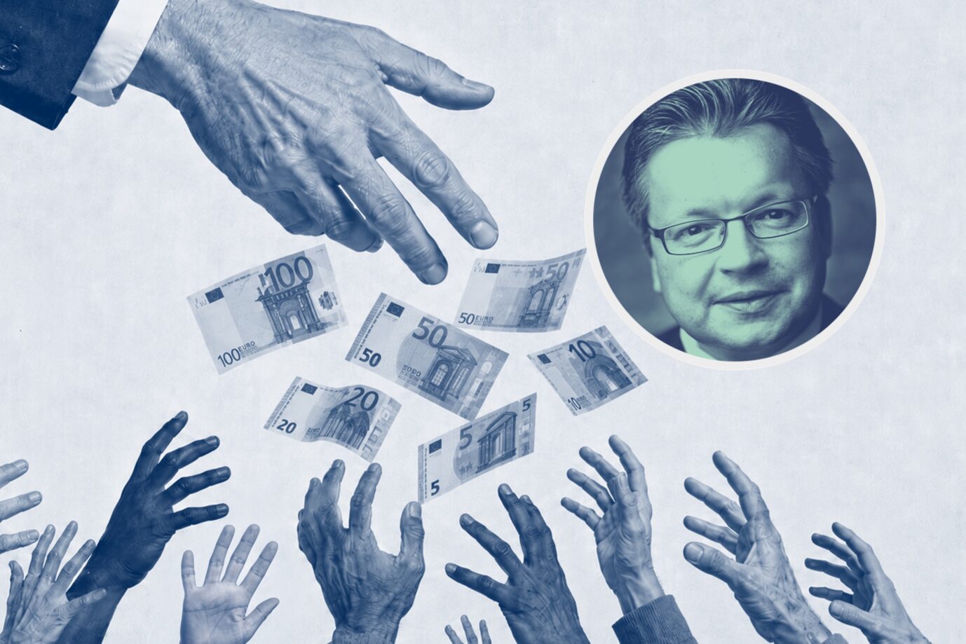 Gierige Hände greifen nach Geld (Symbolbild): Für die deutsche Sozialindustrie gibt der Staat Milliarden Euro aus.