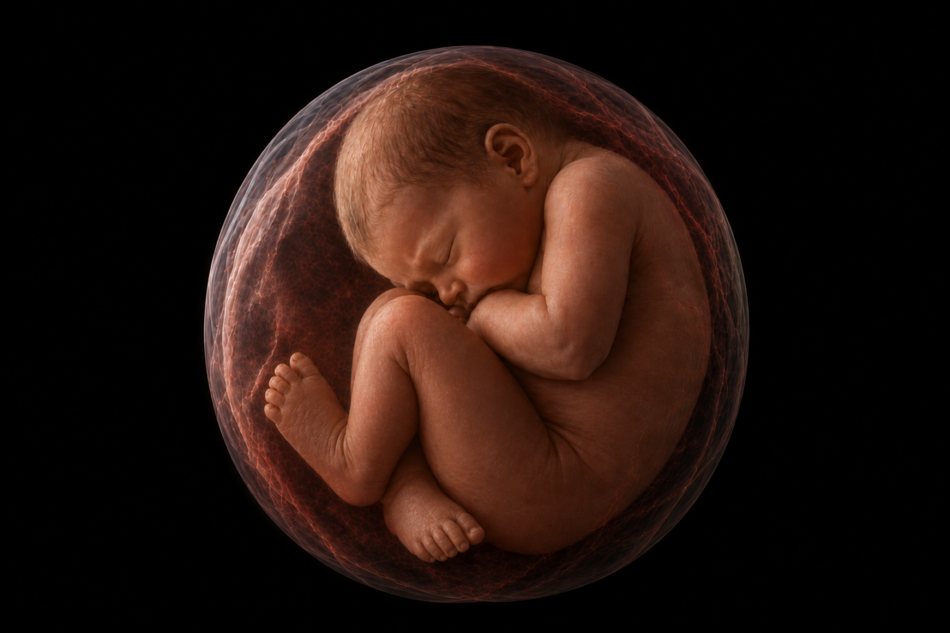 Ein KI-generiertes Bild von einem Baby nicht lange vor der Geburt