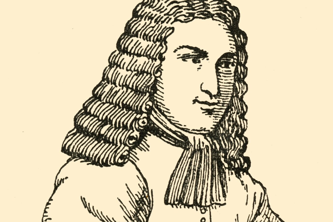 „Hans Jakob Christoffel von Grimmelshausen“ (1933). Porträt des deutschen Schriftstellers Hans Jakob Christoffel von Grimmelshausen (ca. 1621–1676), der vor allem für seinen Schelmenroman „Simplicius Simplicissimus“ bekannt ist. Aus „Gestalten der Weltgeschichte“, einem Buch mit Porträtminiaturen im Zigarettenkartenformat von Persönlichkeiten der Weltgeschichte aus den letzten vierhundert Jahren. [Deutschland, 1933] (The Print Collector / Heritage-Images)