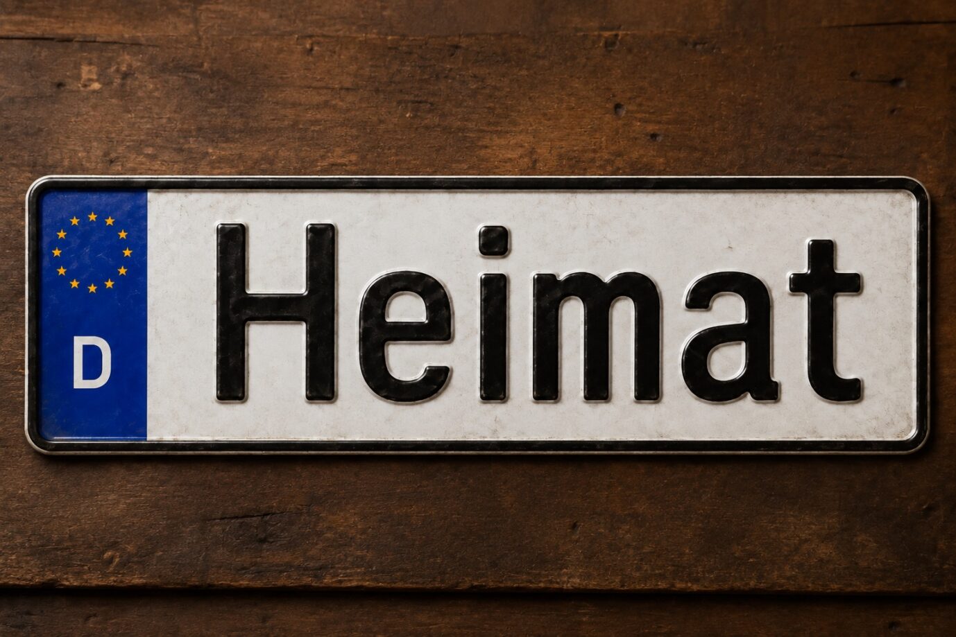 Ein Kennzeichen mit dem Schriftzug „Heimat“