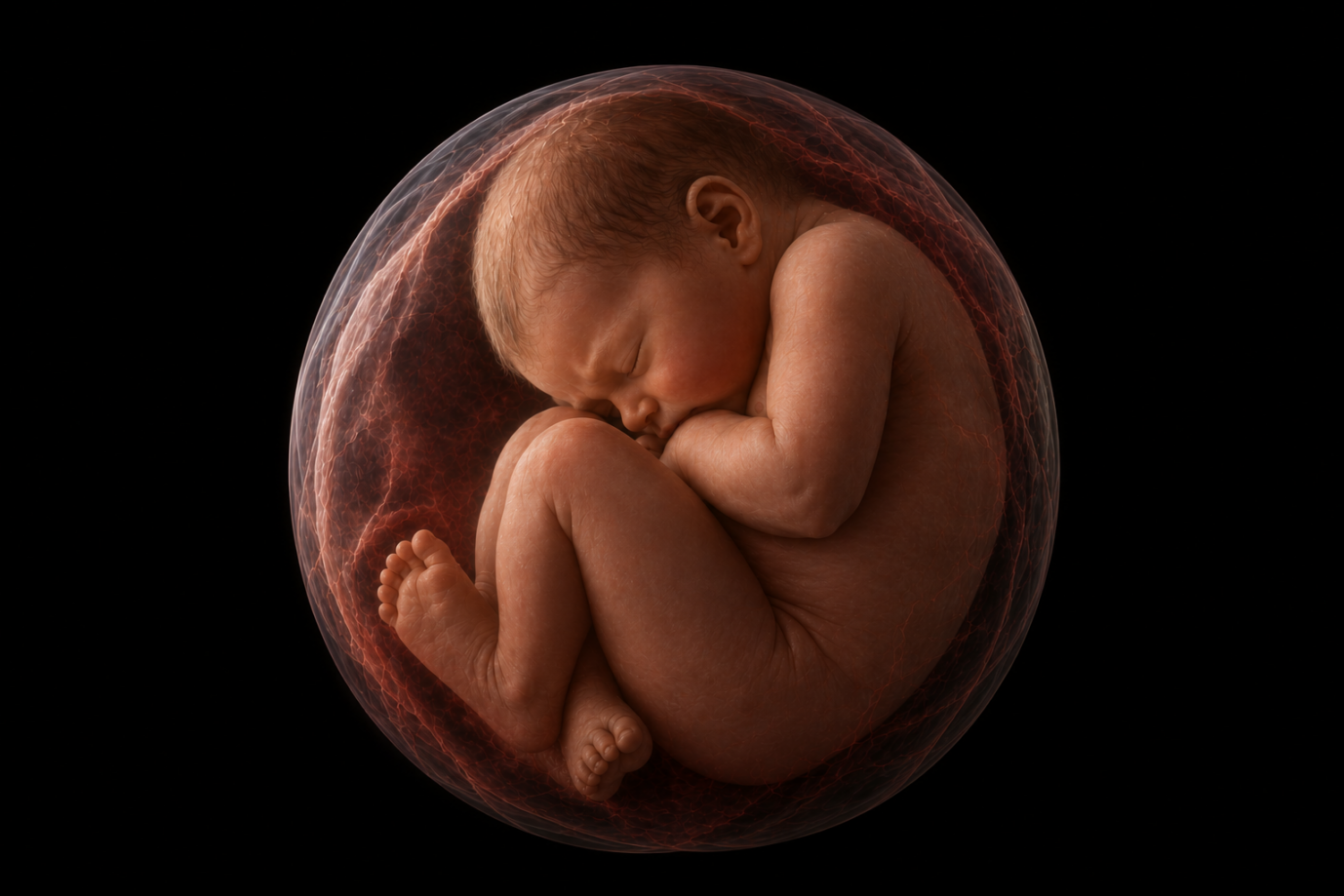 Ein KI-generiertes Bild von einem Baby nicht lange vor der Geburt