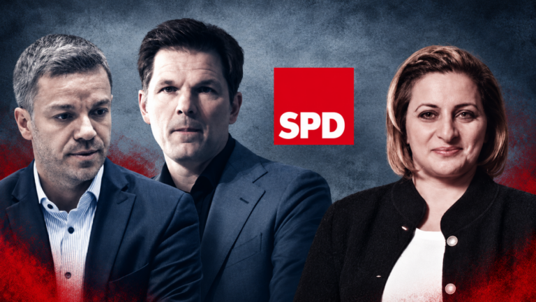 Die Grafik zeigt Denis Kurku und Steffen Krach von der SPD und ihre ehemalige Parteifreundin Hülya Iri. In Niedersachsen hat die SPD derzeit viele Probleme am Hals.